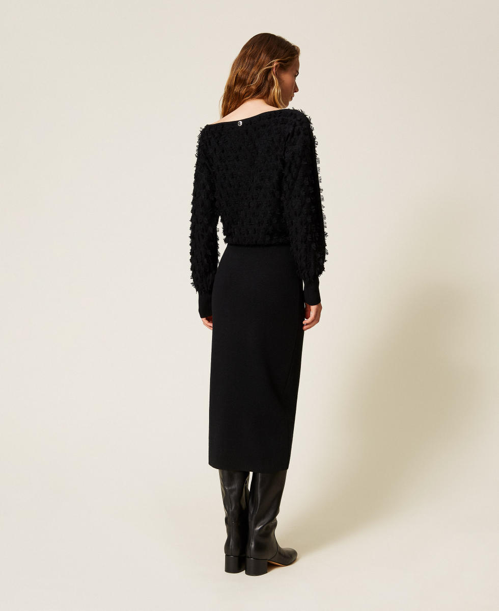 Robe midi avec franges Noir Femme 252AP3201_00006_03