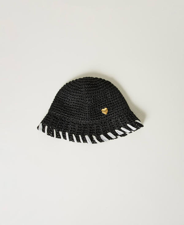 Faux straw bucket hat