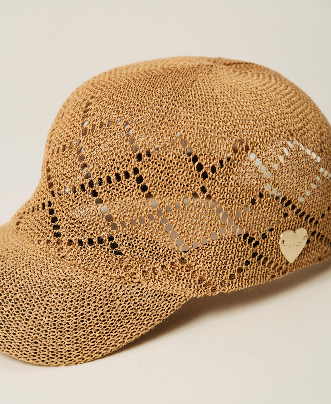 Crochet effect raffia baseball cap Dark Straw Yellow Woman 261LM5BCC_13548_03