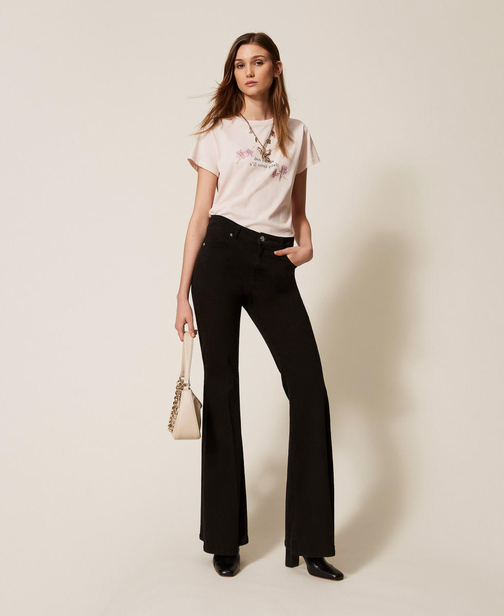 T-shirt regular avec imprim&eacute; Sable Rose Femme 261TP2341_00570_T0