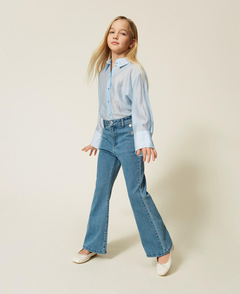 Flared jeans with buttons Medium Blue Denim Girl 261GJ2062_03451_02