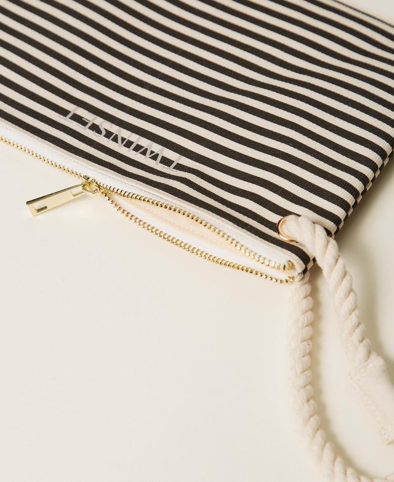 Canvas clutch Black/Fog Stripes Woman 261LM8AJJ_13475_03