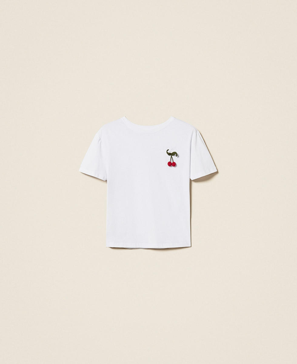 T-shirt regular con spilla crochet