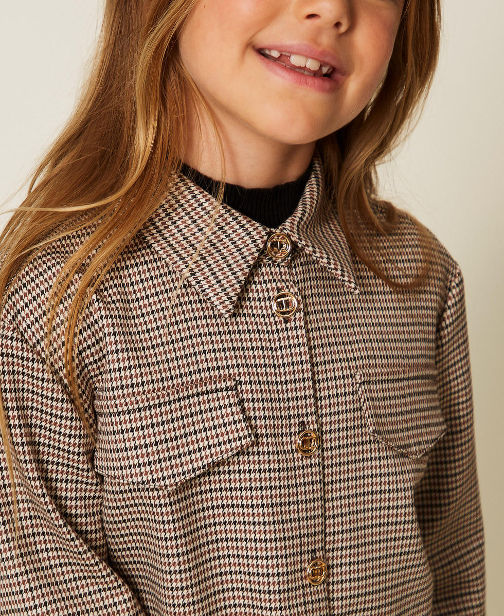 Camisa oversize de pata de gallo Pata de Gallo Camel Ni&ntilde;a 252GJ2102_12717_05