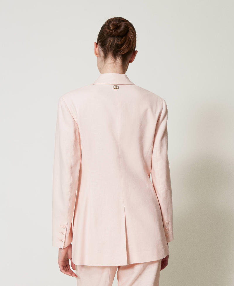 Linen blend jacket with embroidery Cupcake Pink Woman 251TP2160_00178_03