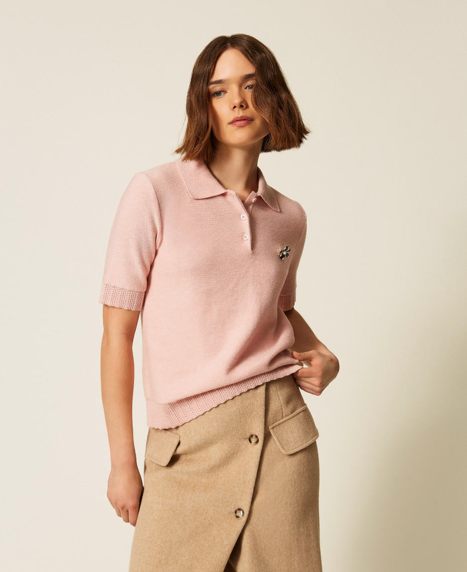 Maglia a polo con spilla Powder Rose Donna 262LI3BBB_13678_01