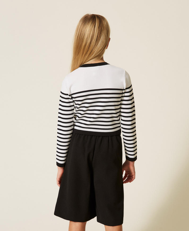 Cardigan-Pullover mit Streifen Streifen zweifarbig Schwarz / Off White M&auml;dchen 261GJ3060_11008_03