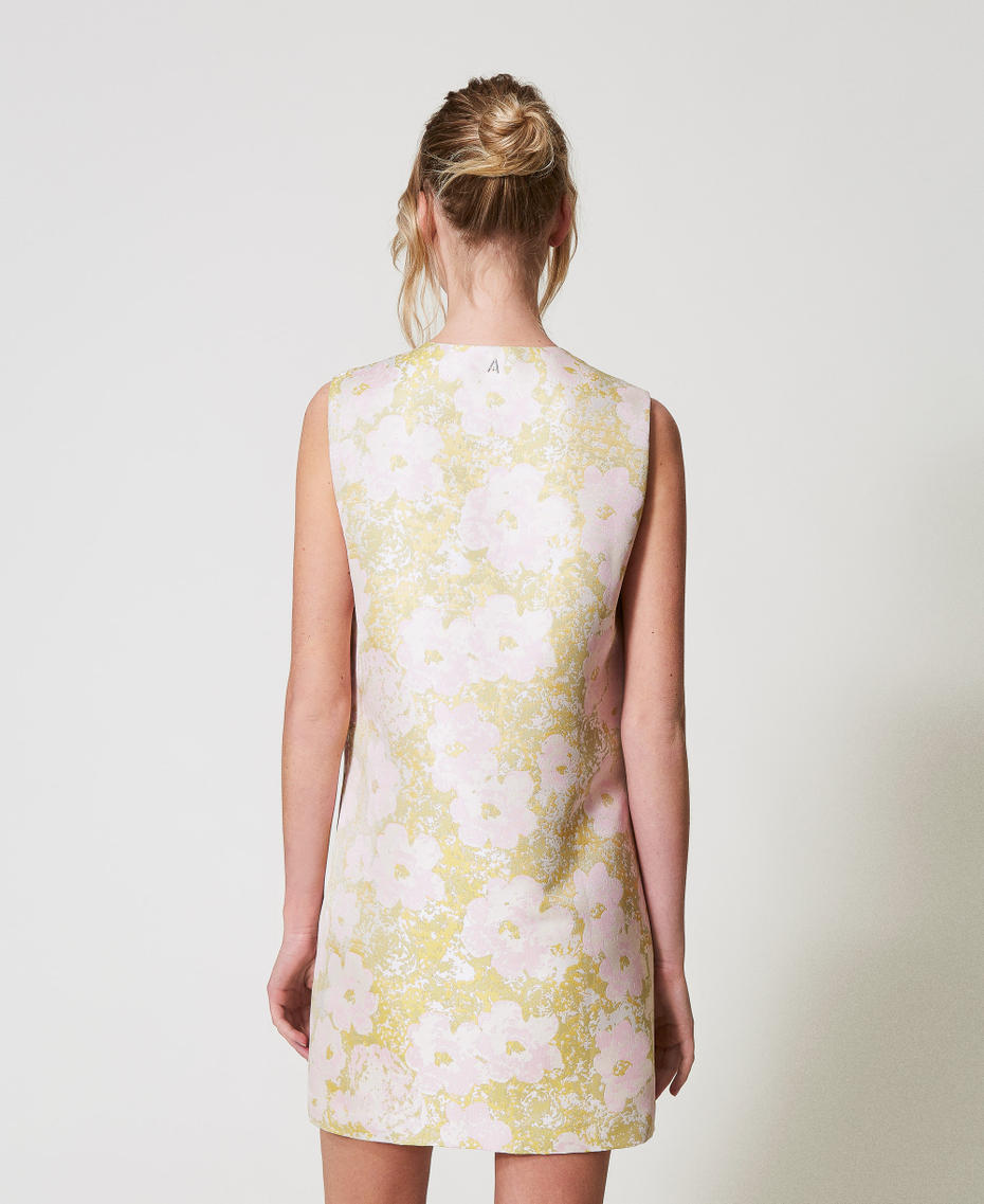 Abito corto jacquard con ricamo a mano Flowers Jacquard Donna 251AP2104_12228_02