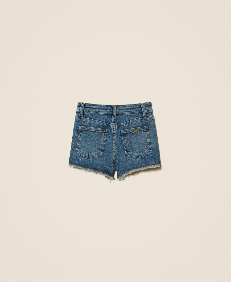 Shorts in jeans con borchie Blue Denim Medium Bambina 261GJ2121_13321_S1