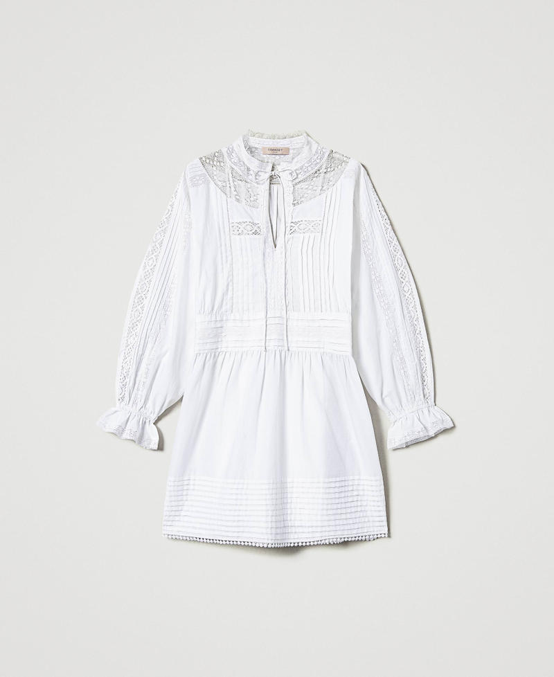 Short muslin dress with embroidery White Snow Woman 251TP2380_00282_S0