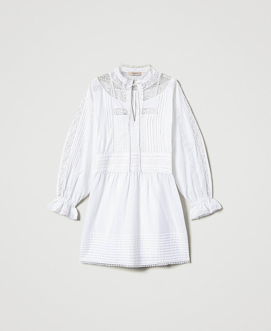 Short muslin dress with embroidery White Snow Woman 251TP2380_00282_S0