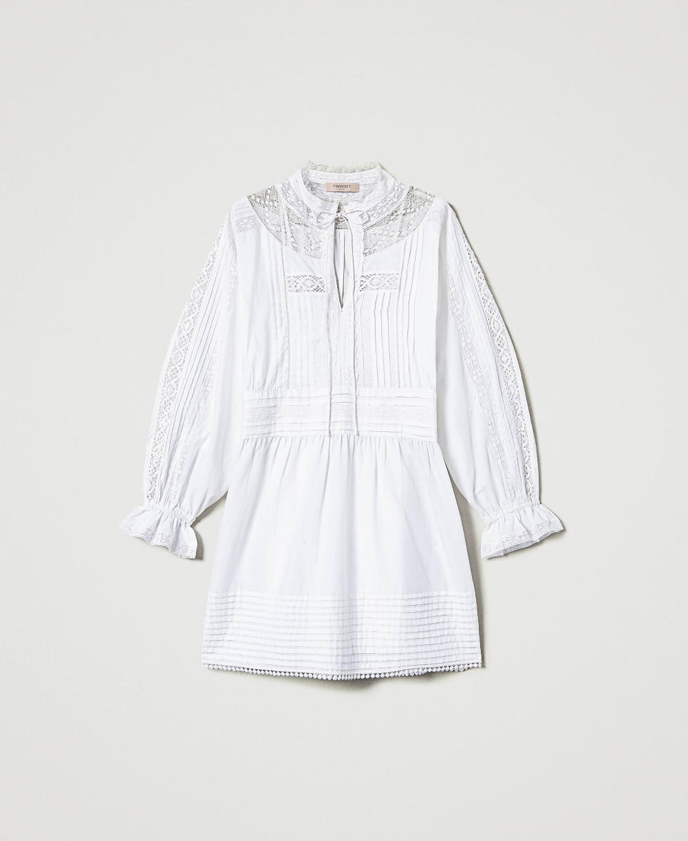 Abito corto in mussola con ricamo