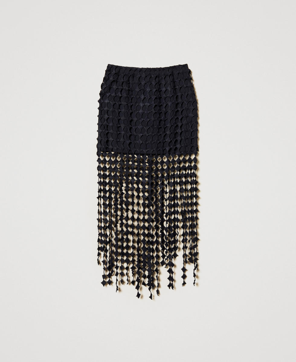 Jupe courte en crochet Bleu Classique Femme 251LM2UBB_11956_S0