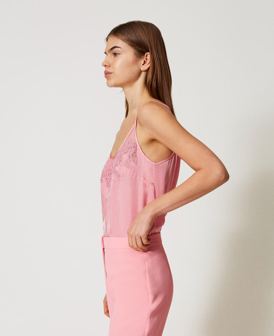 Satin top with embroidery Peach Woman 251TP2371_12142_07