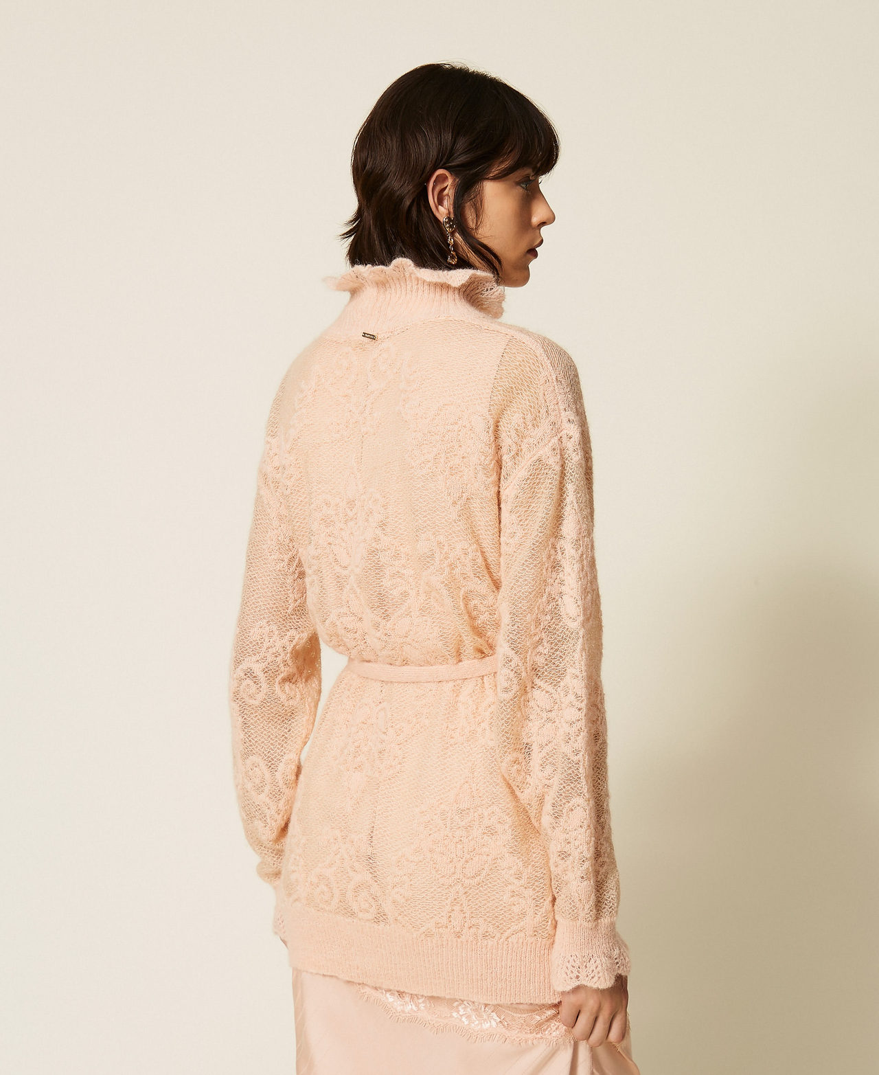 Jacquard alpaca blend maxi jumper Peachy Keen Pink Woman 262TP3342_11947_03