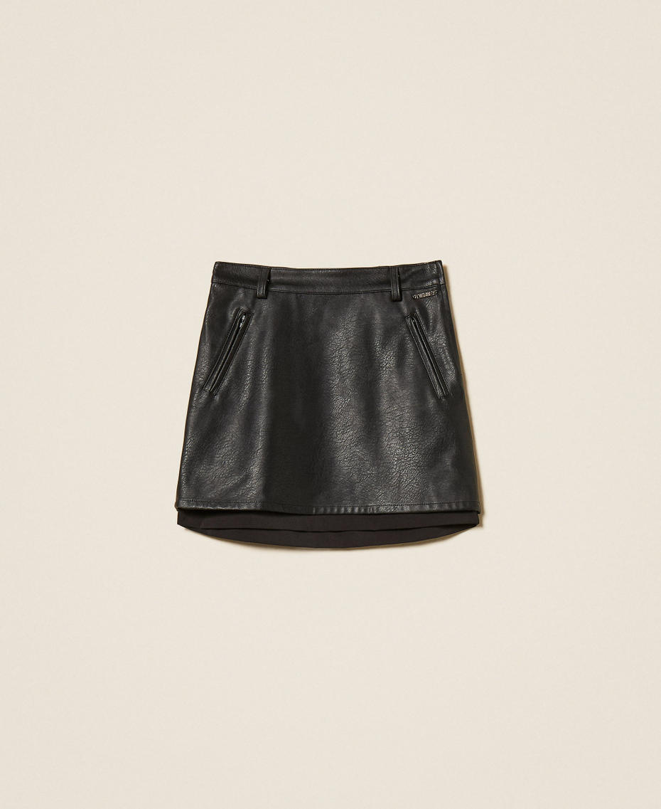 Faux leather miniskirt with pockets Black Girl 262GJ2011_00006_S0