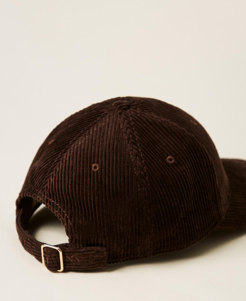 Corduroy baseball cap Black Chocolate Woman 252TO5440_11054_03