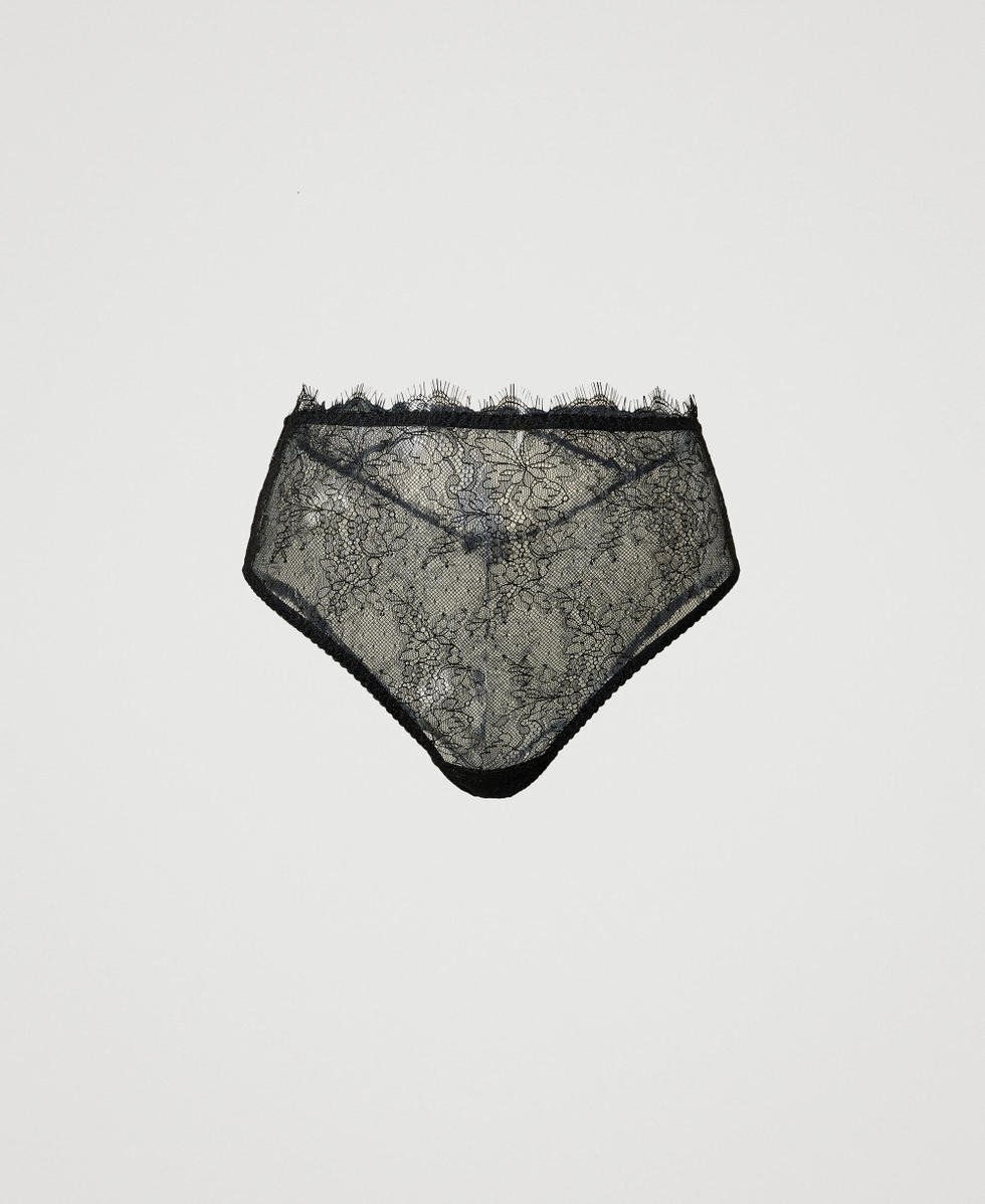 Slip taille haute en dentelle Noir Femme 242LL6J66_00006_S0