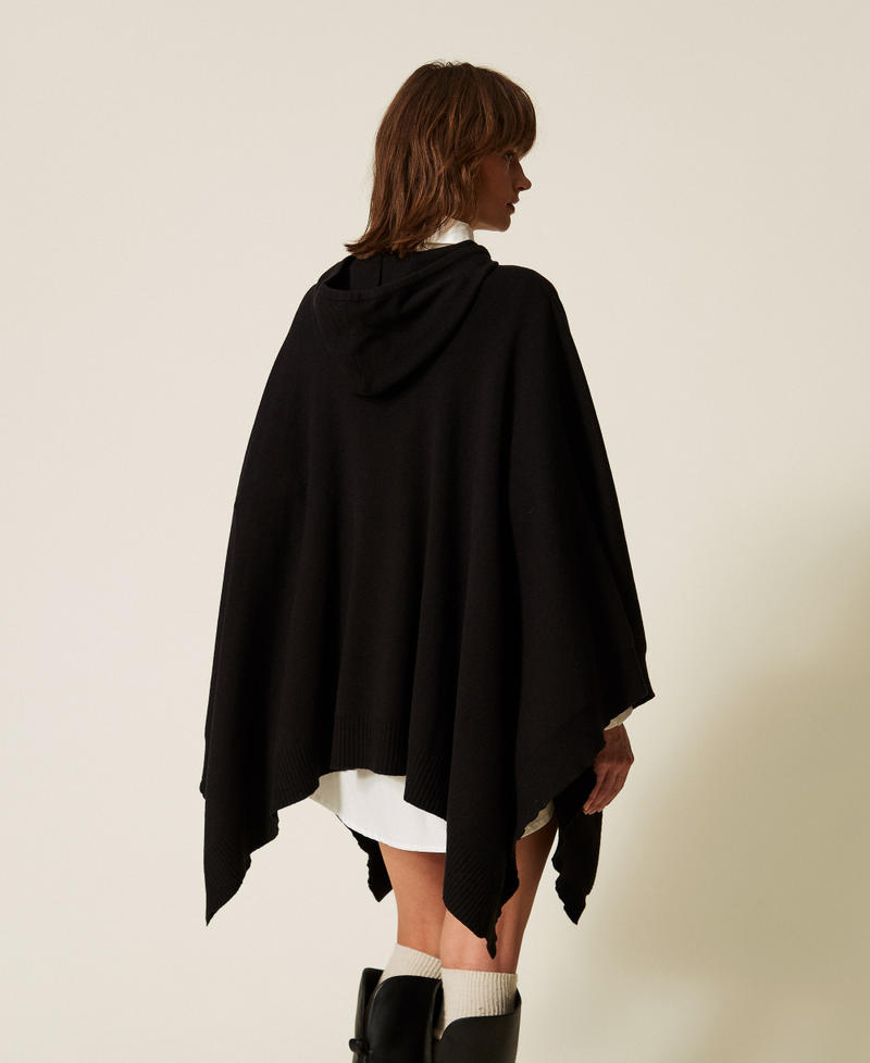 Knit cape with logo Black Woman 262LI3NEE_00006_04