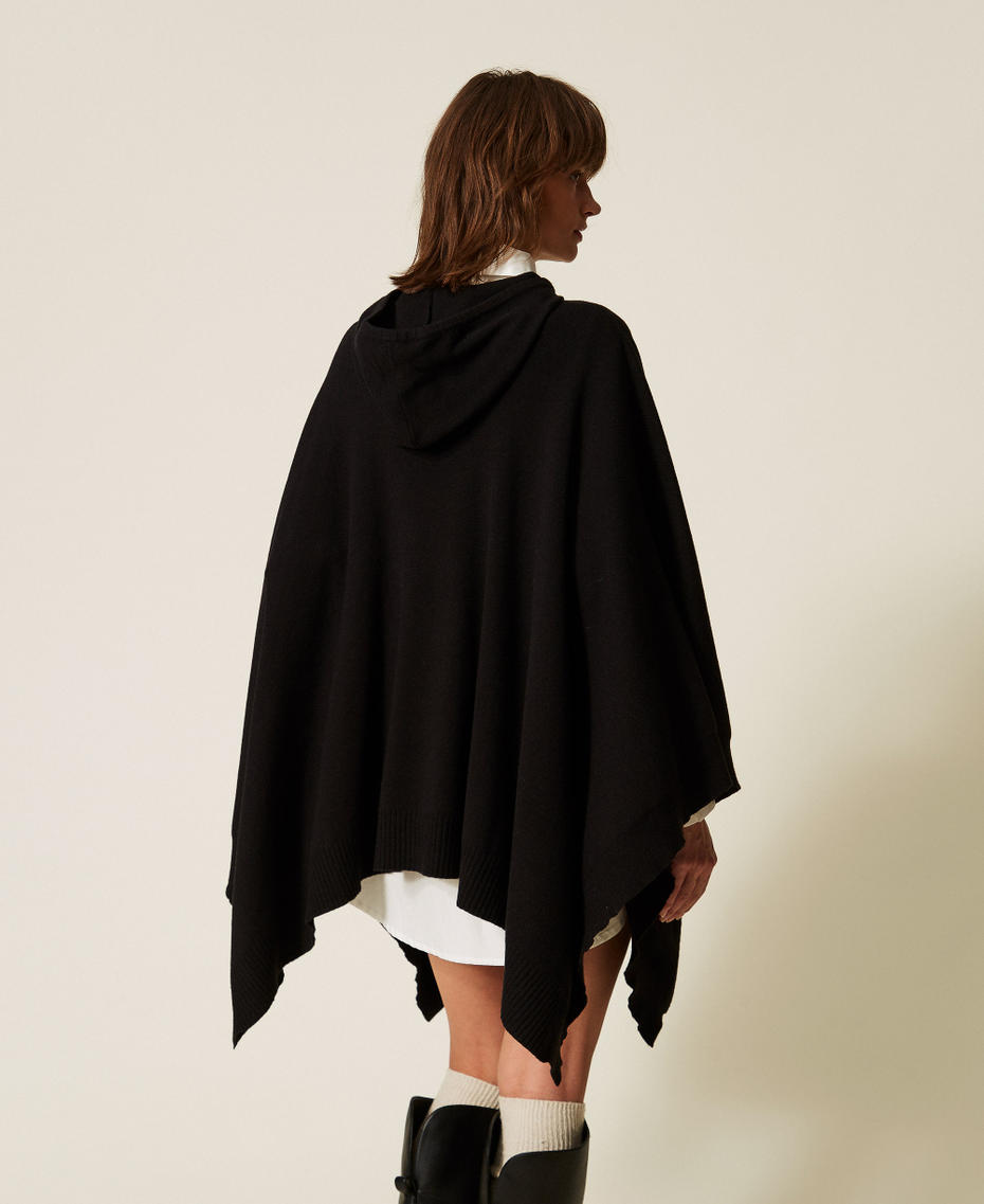 Knit cape with logo Black Woman 262LI3NEE_00006_04
