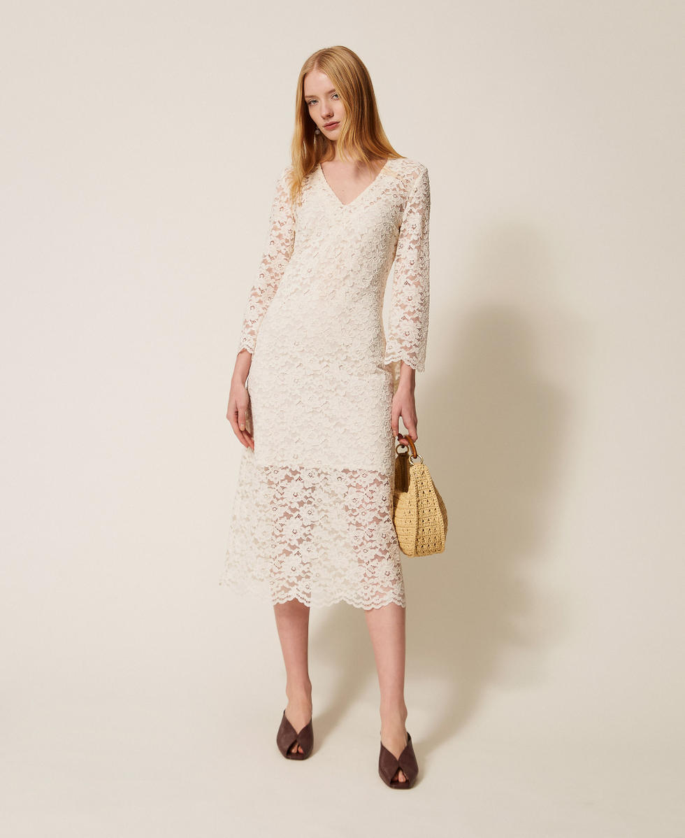 Lace midi dress Off White Woman 261AP2301_00526_T0