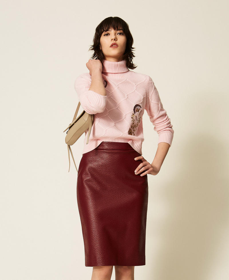 Faux leather midi skirt "Rhubarb" Red Woman 262AP2293_13643_01