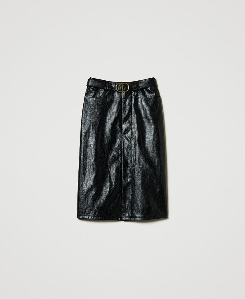 Faux leather midi skirt Black Woman 242TT2310_00006_S0