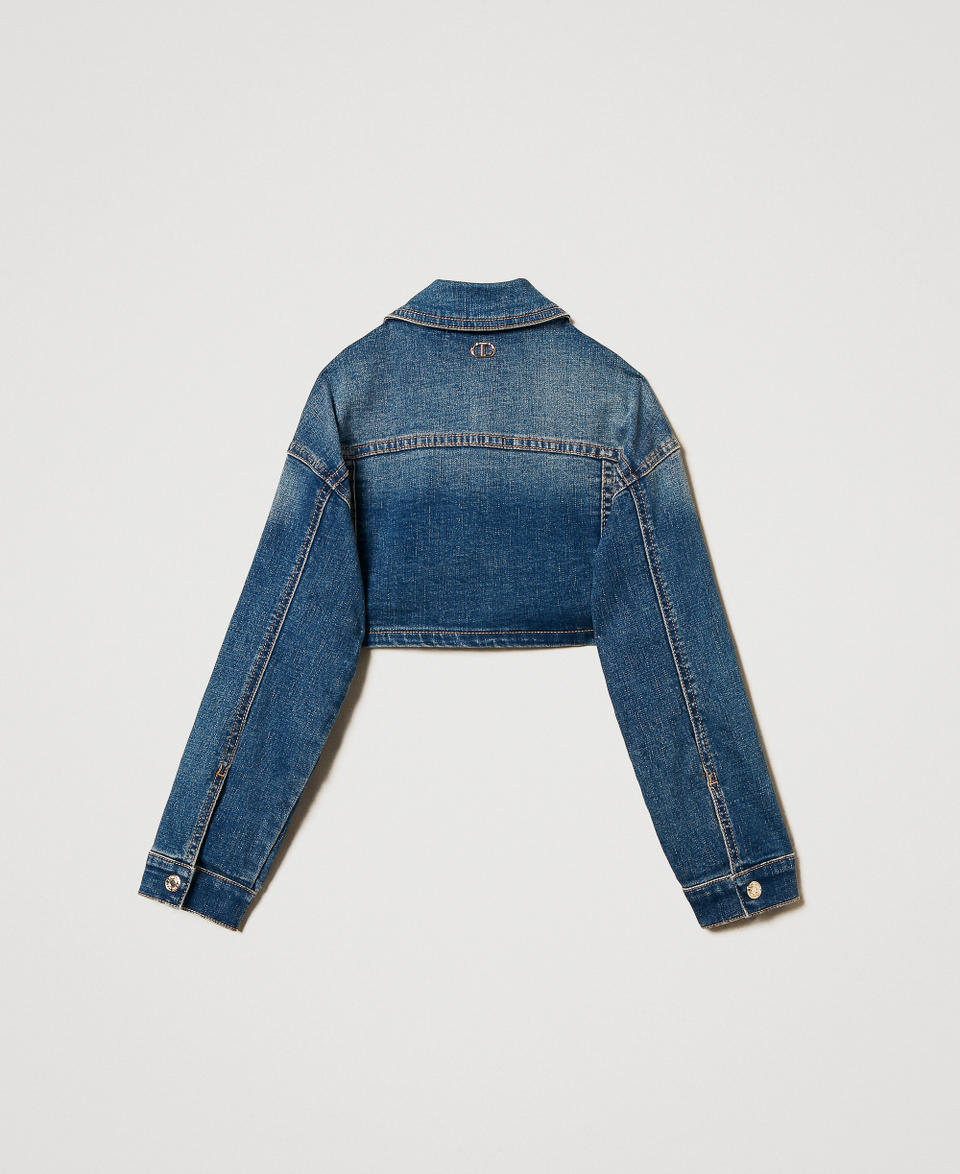Cropped denim jacket Dark Blue Denim Girl 251GJ2600_12231_S1