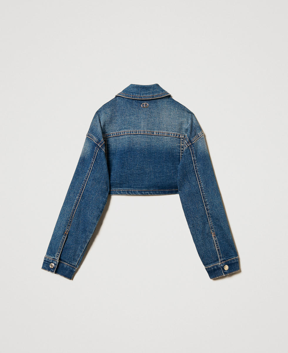 Cropped denim jacket Girl, Blue | TWINSET Milano