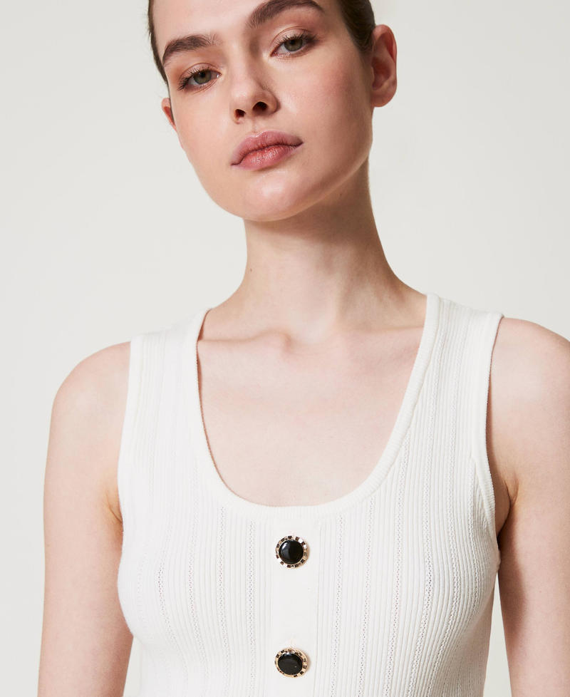 Knit top with decorative buttons White Snow Woman 251TP3492_00282_04