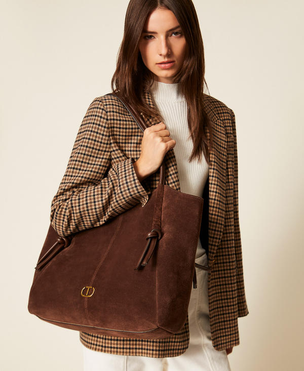 Suede shopper with knots