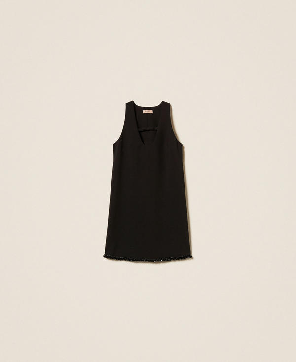 Short crêpe dress with embroidery