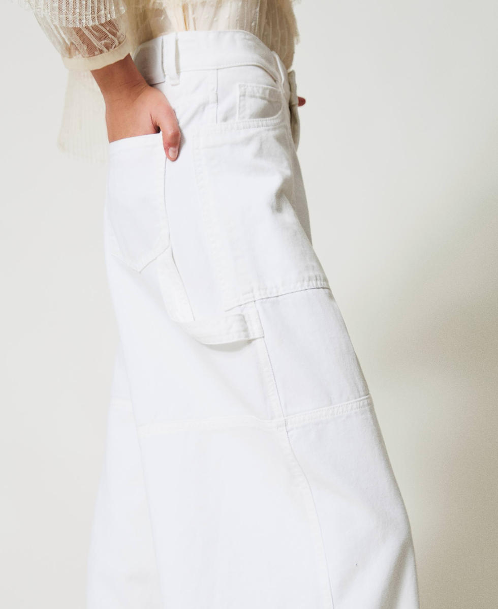 Cargohose aus wei&szlig;em Bull-Denim Wei&szlig; Schnee Frau 251TP2592_00282_04