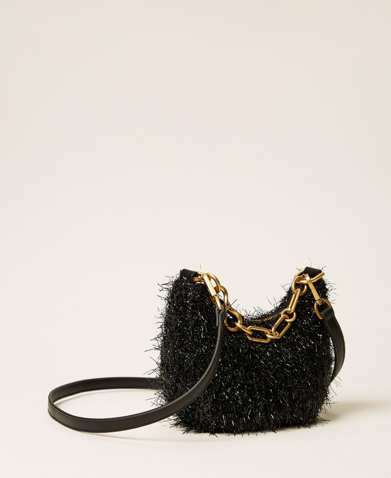 Mini Croissant bag with lurex and chain Black Woman 262TB7300_00006_02