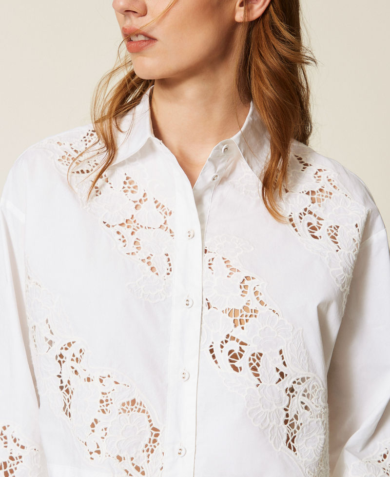 Рубашка из поплина и сангалло Белый женщина 261TT2031_00001_05