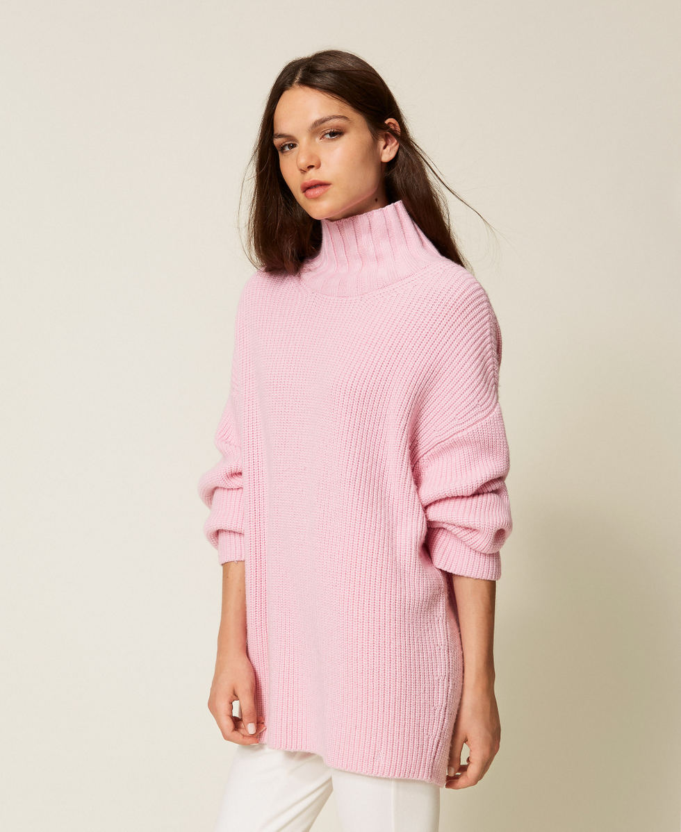Wool blend turtle neck jumper Woman, Pink | TWINSET Milano