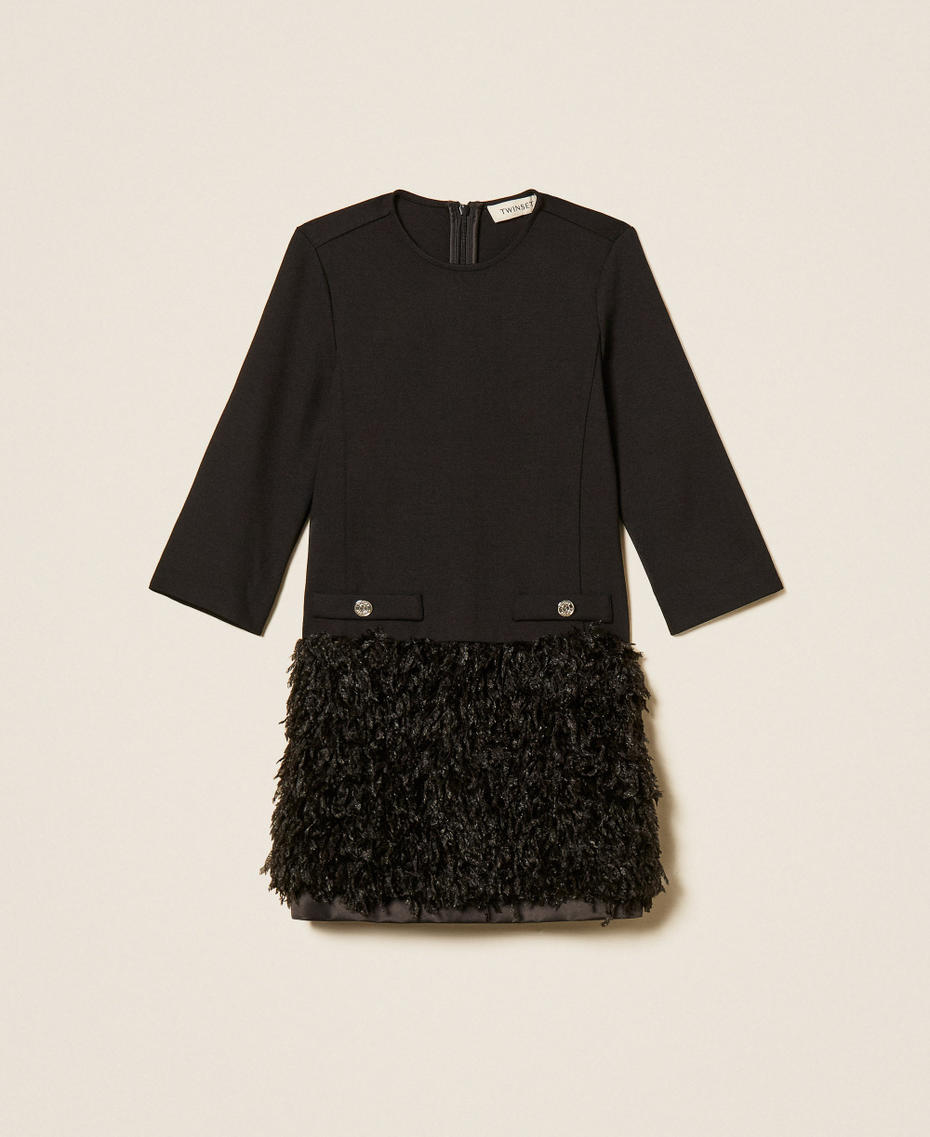 Kurzes Kleid mit Kunstpelz Schwarz M&auml;dchen 262GJ2160_00006_S0