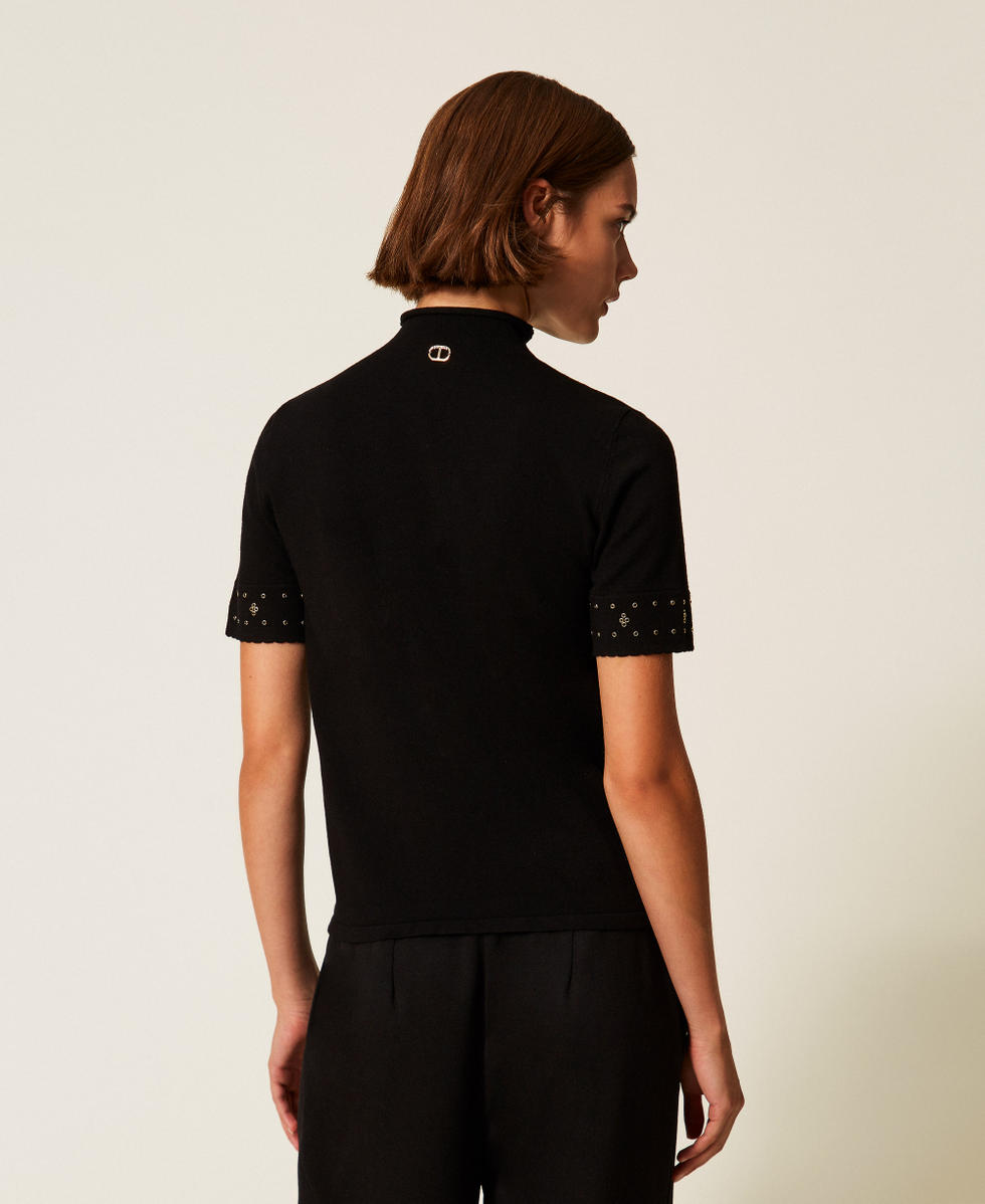 Maglia lupetto con strass Nero Donna 252TP3274_00006_03