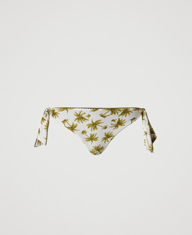 Bikini thong with print Mother of Pearl/Olive Leaf Palm Print Woman 251LBMT88_12196_S0