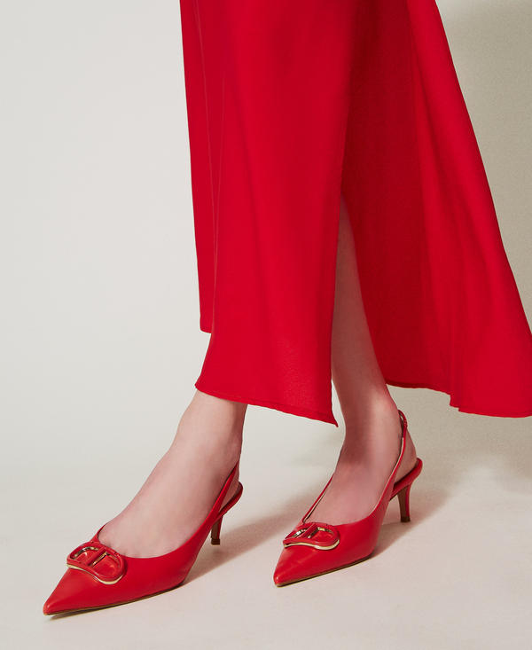 Sling back court shoes with Oval T