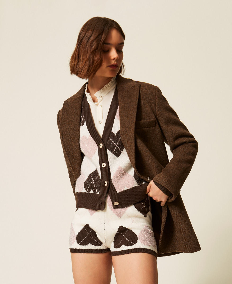 Jacquard cardigan with heart pattern