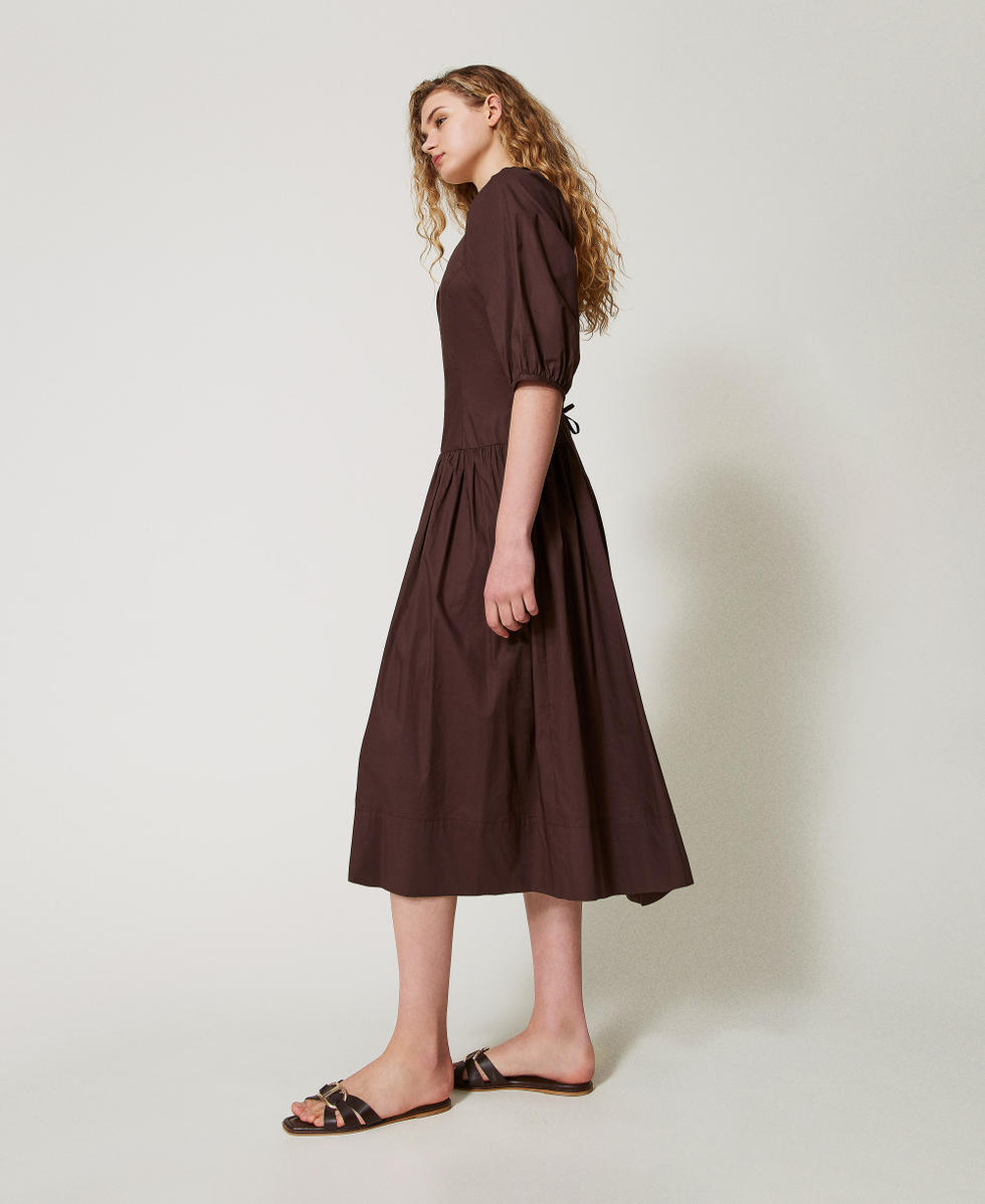 Robe midi en popeline Coffee Femme 251TT2020_00203_02
