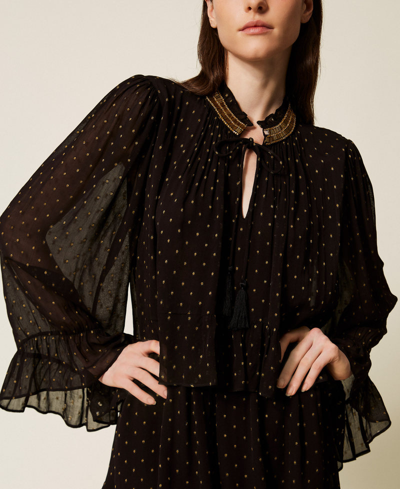 Abito corto in georgette fil coupé Nero Donna 252TS2281_00006_04