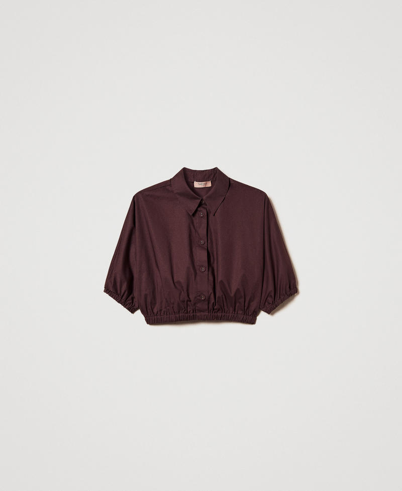 Cropped poplin blouse Coffee Woman 251TT2104_00203_S0