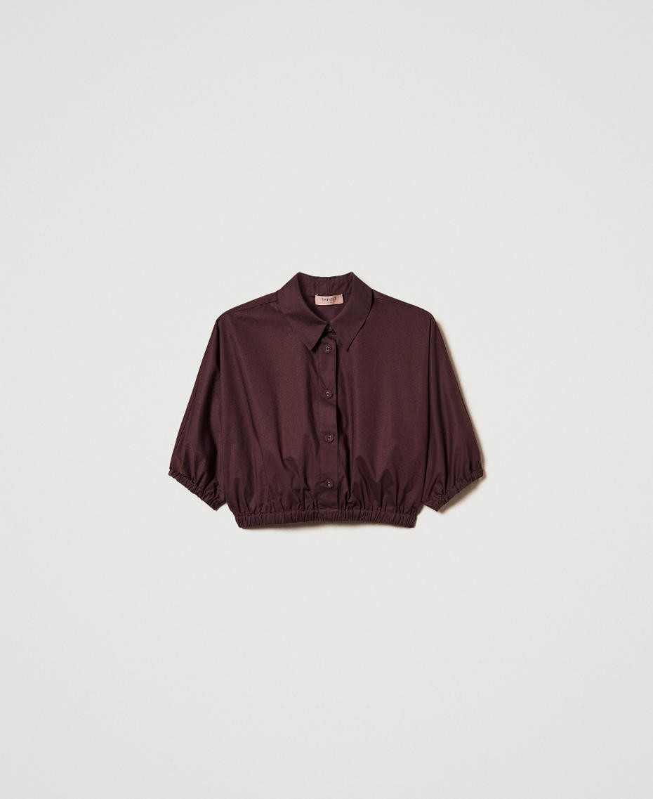 Cropped poplin blouse Coffee Woman 251TT2104_00203_S0
