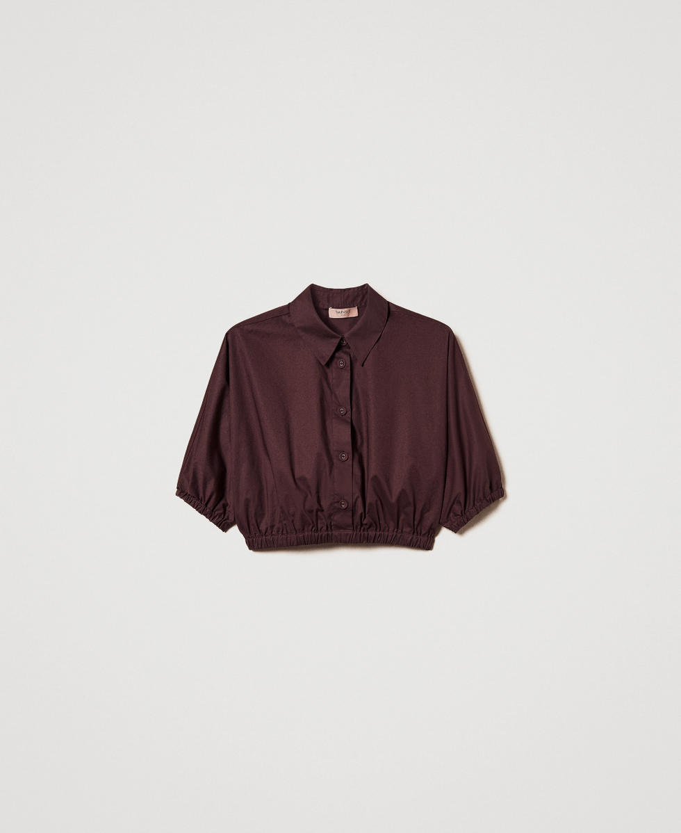 Blouse cropped en popeline Coffee Femme 251TT2104_00203_S0