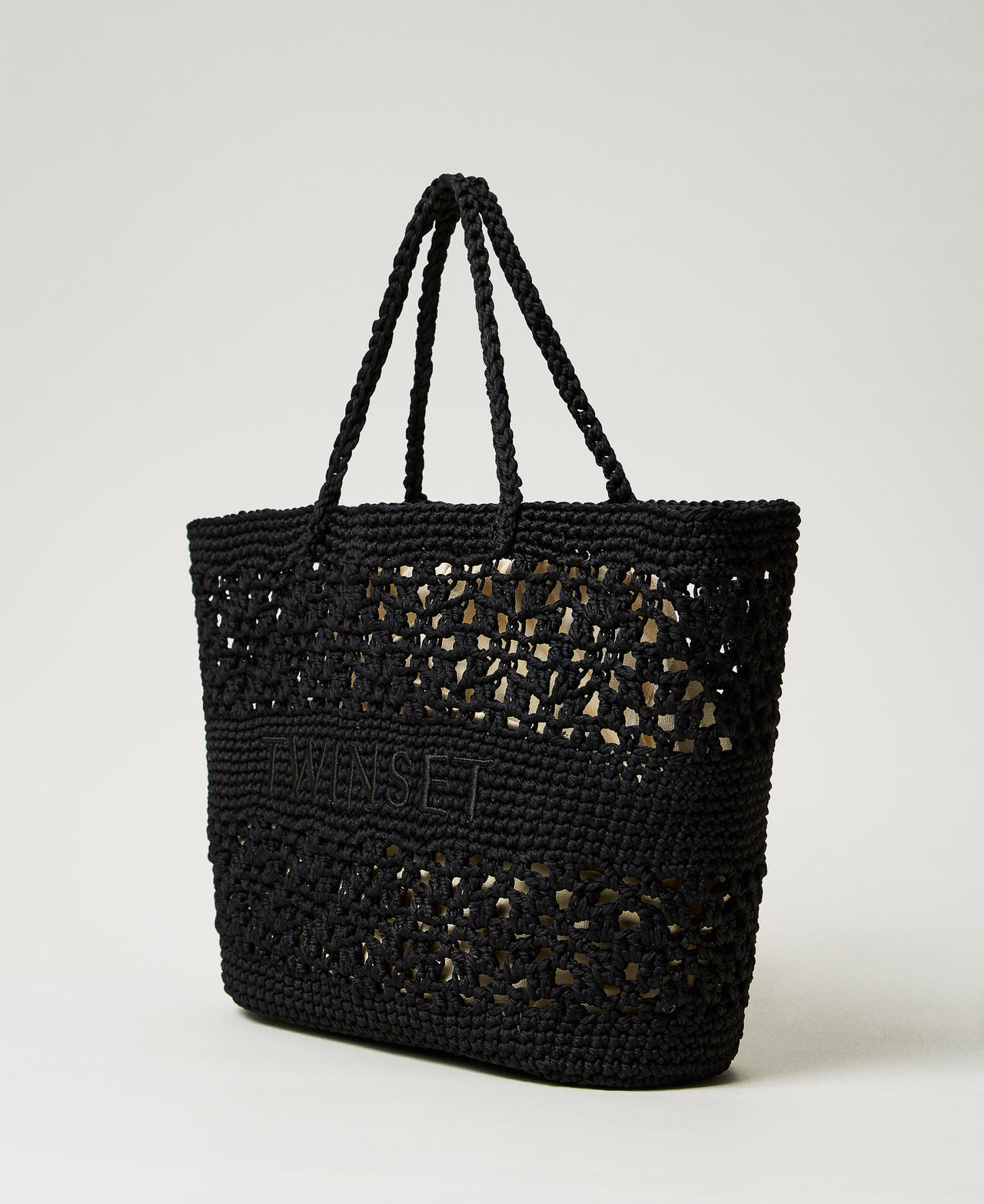 Gehäkelter Shopper „Bohemienne“ Schwarz Frau 251TD8110_00006_02