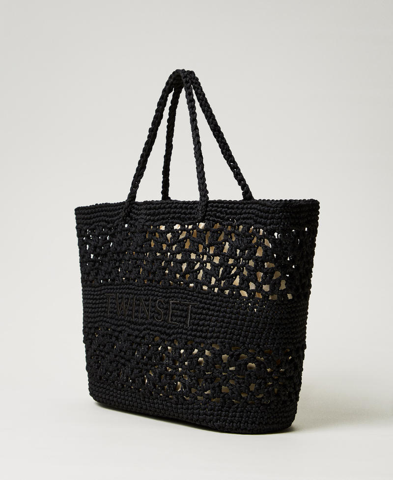 Gehäkelter Shopper „Bohemienne“ Schwarz Frau 251TD8110_00006_02