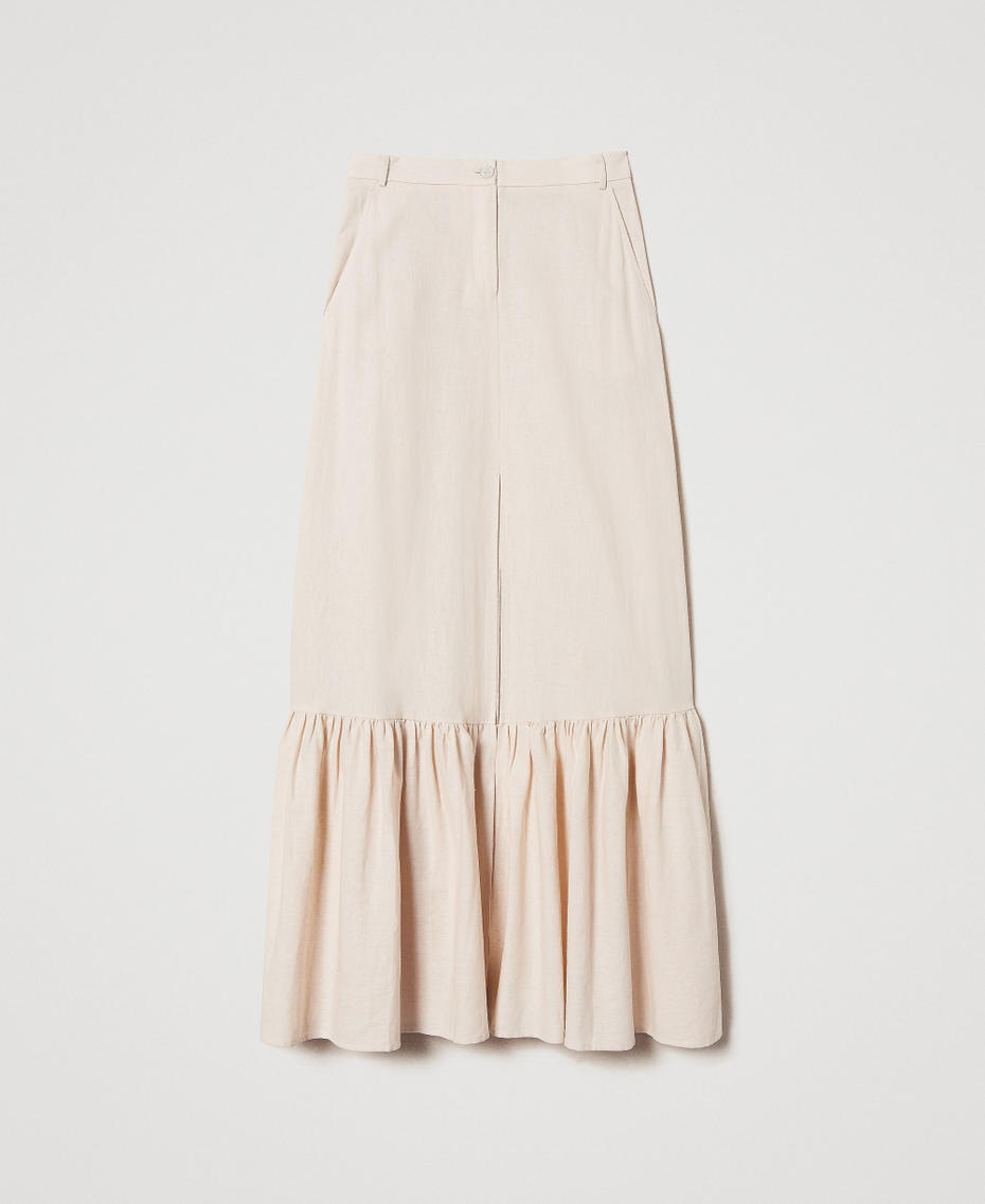 Gonna lunga in misto lino Almond Beige Donna 251LM2QEE_12363_S0
