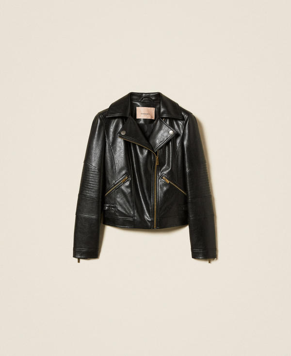 Faux leather biker jacket